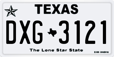 TX license plate DXG3121