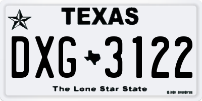 TX license plate DXG3122