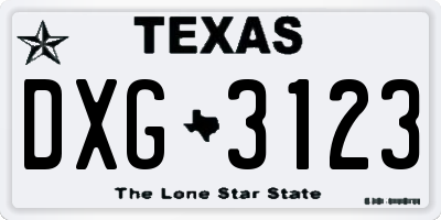 TX license plate DXG3123