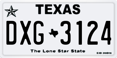TX license plate DXG3124