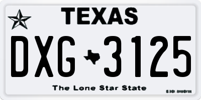 TX license plate DXG3125