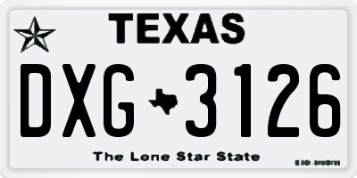 TX license plate DXG3126