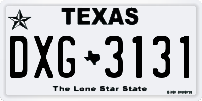 TX license plate DXG3131
