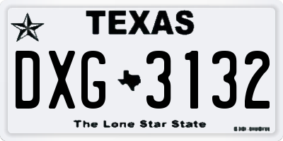 TX license plate DXG3132