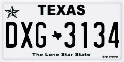 TX license plate DXG3134