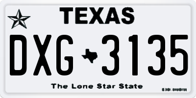 TX license plate DXG3135