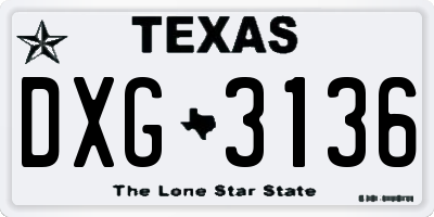 TX license plate DXG3136