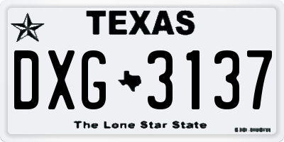 TX license plate DXG3137
