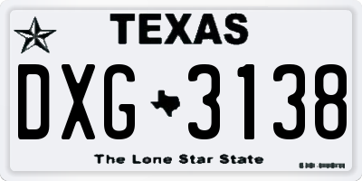 TX license plate DXG3138