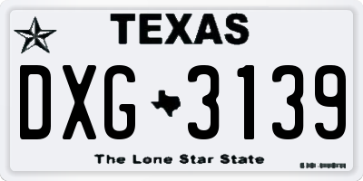 TX license plate DXG3139