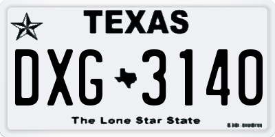 TX license plate DXG3140