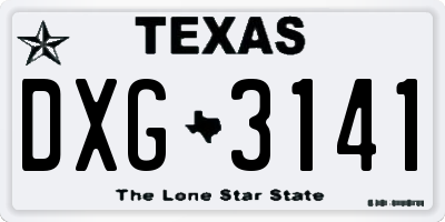 TX license plate DXG3141