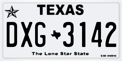 TX license plate DXG3142