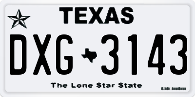 TX license plate DXG3143