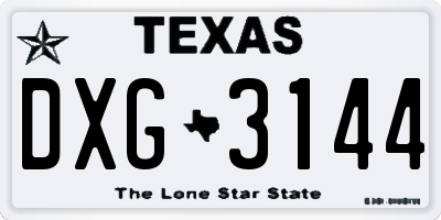 TX license plate DXG3144