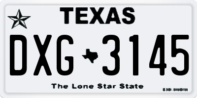 TX license plate DXG3145