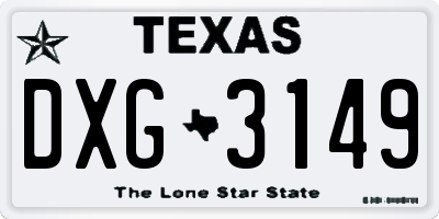 TX license plate DXG3149
