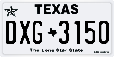 TX license plate DXG3150