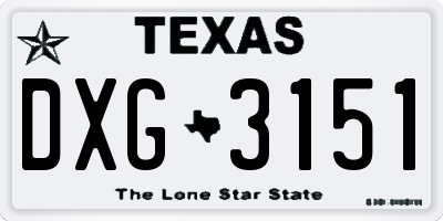 TX license plate DXG3151