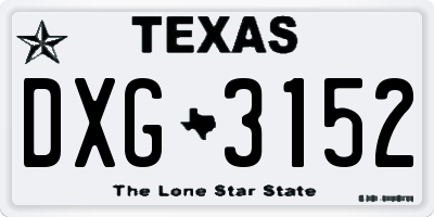 TX license plate DXG3152