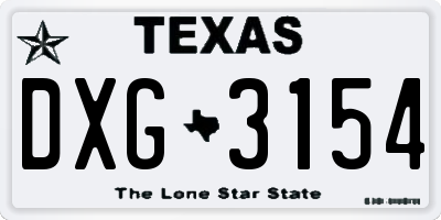 TX license plate DXG3154