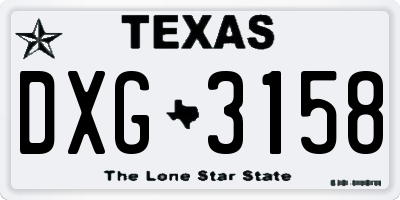 TX license plate DXG3158