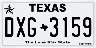 TX license plate DXG3159