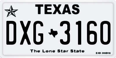 TX license plate DXG3160