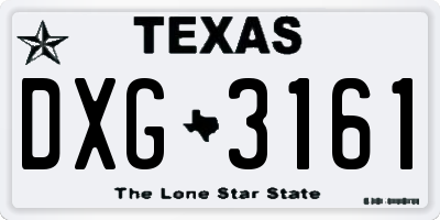 TX license plate DXG3161
