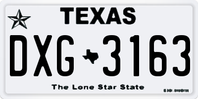 TX license plate DXG3163