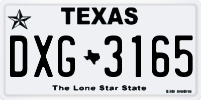 TX license plate DXG3165