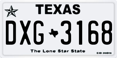TX license plate DXG3168