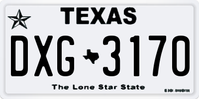 TX license plate DXG3170