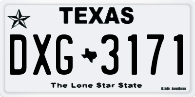 TX license plate DXG3171