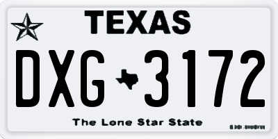 TX license plate DXG3172