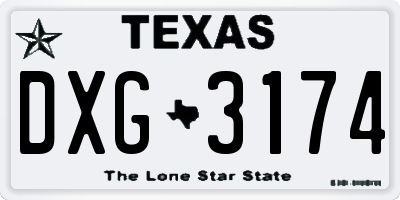 TX license plate DXG3174