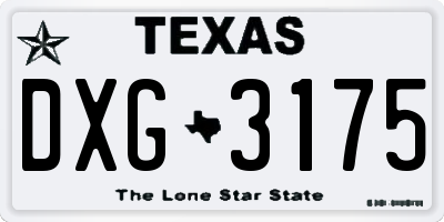 TX license plate DXG3175