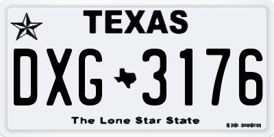 TX license plate DXG3176