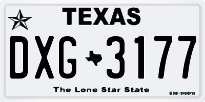 TX license plate DXG3177
