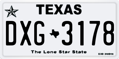 TX license plate DXG3178