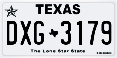 TX license plate DXG3179