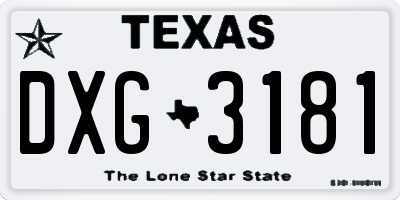 TX license plate DXG3181