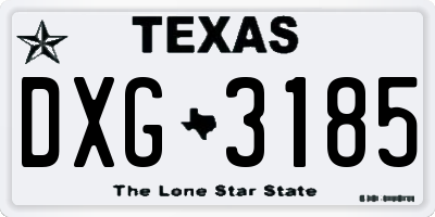 TX license plate DXG3185