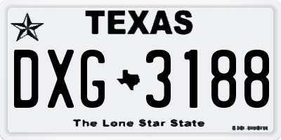 TX license plate DXG3188