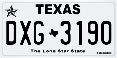 TX license plate DXG3190