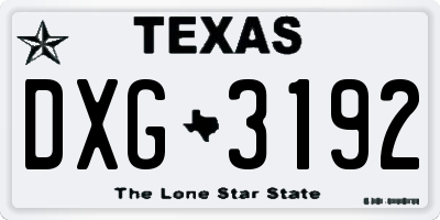 TX license plate DXG3192