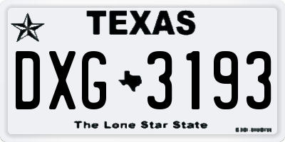 TX license plate DXG3193