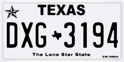 TX license plate DXG3194