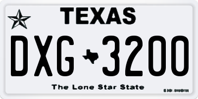 TX license plate DXG3200