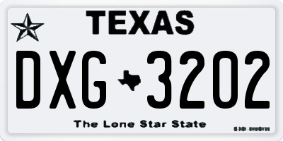 TX license plate DXG3202
